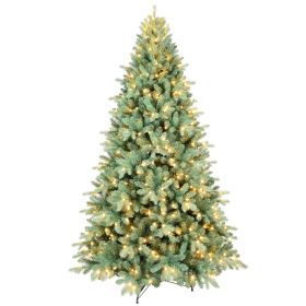 Blue Spruce Artificial Christmas Tree Prelit with 600 Lights Hinged Branches Christmas Trees with Foldable Metal Base for Christmas Indoor Outdoo