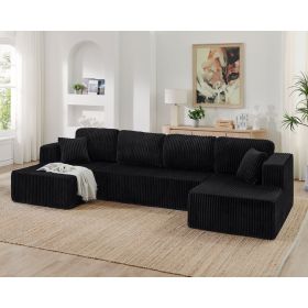U shape Modular Sectional Sofa, Compressed Sectional Sofa Modern Minimalist Style Corduroy Couch, Sleeper Sofa for Living Room, Bedroom