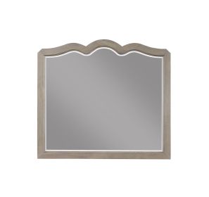 Bridgevine Home Laurel Grove Scallop Shaped Mirror, No Assembly Required, White Poplar Finish