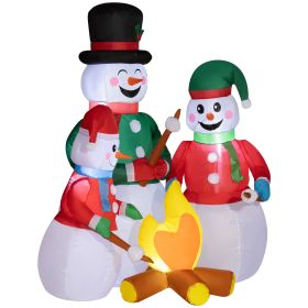 Outsunny 5 FT Christmas Inflatable Snowman Family, Xmas Blow Up Snowman Family with LED Lights for Indoor, Outdoor, Lawn, Party