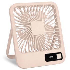 3 Colors Options -- 1Pc Mini Desktop Cooling Fan Rechargeable Battery Powered Personal Fan Speed Adjustment Strong Airflow Quiet Travel Fan With (Color: BEIGE)