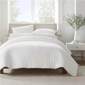 Serta Simply Clean Pleated Duvet Cover King (Option: King-White)