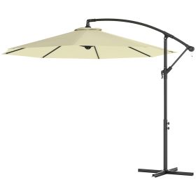 10 Cantilever Tilt Offset Patio Umbrella W UV & Water Safe Material & Cross Base Weight Not Included, Beige (Color: BEIGE)