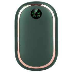 2 Colors Options -- 1Pc Rechargeable Hand Warmer Electric Hand Heater Portable Reusable Pocket Warmer Power Bank With Digital Display Sunset Ligh (Color: GREEN)