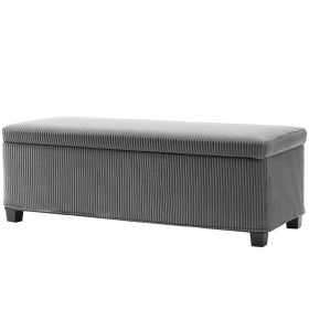 44 Inches Ottoman With Storage, Lid, Legs, Corduroy End Of Bed Bench For Living Room, Bedroom, Entryway, Gray (Option: Gray)