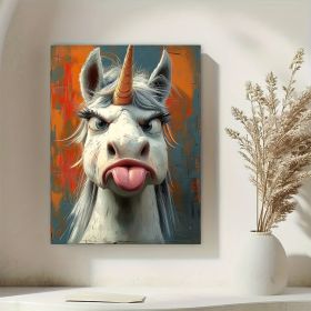 1 Piece Canvas Painting With Wooden Frame, Ready To Hang, Whimsical Unicorn Canvas Art Print - Framed Cartoon Wall Decor For Living Room, Bedroom (Option: 24x18inch)