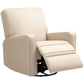 Manual Recliner Chair For Adults With Thick Cushion, Breathable Fabric Glider Rocking Chair For Living Room, Beige (Color: BEIGE)