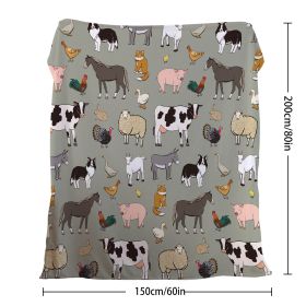 Various Animals Blanket Soft Pig Horse Durable Comfortable Blanket Women Birthday Gift Home Decoration Sofa Couch Office Bed Camping Travel  75x1 (Option: 150cmx200cm-Celadon)