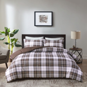 Scotchgard Down  All Season Comforter Set (Option: Brown-Queen)