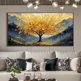 Large Original Golden Tree Oil Painting on Canvas, Custom Wall Art, Abstract Tree of Life Wall Art, Boho Wall Décor, Living Room Home Decor (Style: 01, size: 40x80cm)