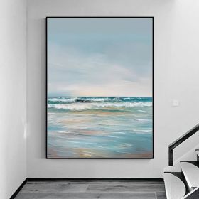 Large Ocean Seascape Oil Painting On Canvas Original Sea Art Sea Landscape Painting Sea Level Abstract Oil Painting Living room Wall Decor (Style: 01, size: 70x100cm)