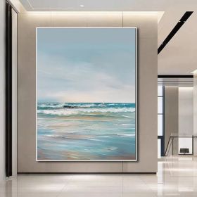 Large Ocean Seascape Oil Painting On Canvas Original Sea Art Sea Landscape Painting Sea Level Abstract Oil Painting Living room Wall Decor (Style: 01, size: 80x120cm)