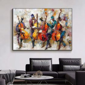 Large Abstract Jazz Band Oil Painting on Canvas Wall Art Original Black Jazz Music Art Orchestra Painting Fashion Decor Living Room Decor (Style: 01, size: 50x70cm)