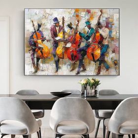 Large Abstract Jazz Band Oil Painting on Canvas Wall Art Original Black Jazz Music Art Orchestra Painting Fashion Decor Living Room Decor (Style: 01, size: 90x130cm)