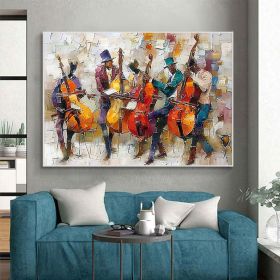 Large Abstract Jazz Band Oil Painting on Canvas Wall Art Original Black Jazz Music Art Orchestra Painting Fashion Decor Living Room Decor (Style: 01, size: 100x150cm)