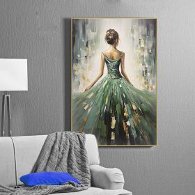 Hand Painted Abstract Beautiful Girl Oil Painting On Canvas Large Wall Art Original Dancer Art Green Wall Art Custom Painting Minimalist Living R (Style: 01, size: 120x160cm)
