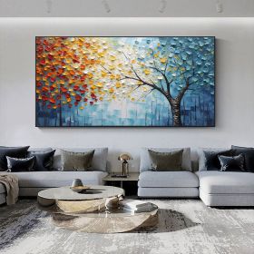 Hand Painted Large Original Tree Oil Painting On Canvas Forest Autumn Painting Living Room Art Heavy Textured Impasto Painting Boho Wall Art (Style: 01, size: 120x240cm)