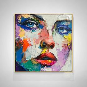 Extra Large Original Contemporary Abstract Painting Textured Oil Painting on Canvas Handmade Modern Decor Portrait Woman Face Art Wall Decor (Style: 01, size: 120x120cm)