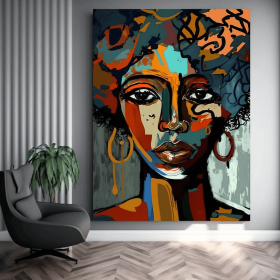 Abstract Woman Face Art Colorful Art Face Art Colorful Woman Canvas Colorful Face Canvas Painting Famous Wall Art Oil Painting Art (Style: 01, size: 50x70cm)