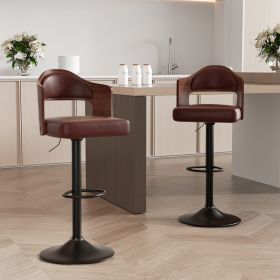 Swivel Bar Stools Set of 2 Seat Adjustable Height 25.2-33.8IN (count: 1 set, Color: Brown)