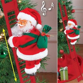 Christmas  Electric Climbing Santa with Music & LED Light (Color: Cred)