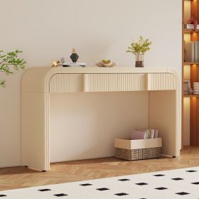 Unique Modern Rounded Silhouette and Smooth Surface Console Table with 2 Drawers for Living Room and Entryway (Color: Apricot Cream, Material: MDF)
