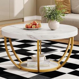 Coffee Table (Color: White and Gold)