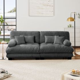 Cloud Couch 2 Seater Sofa for Living Room, Chenille 2 - Seat sofa with 2 Lumbar pillows and 2 throw pillows (Color: GREY)