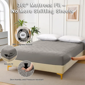Diamond Grid Ultrasonic Waterproof Mattress Protector (Option: Gray-Twin)